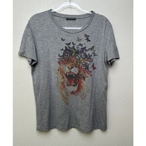 Alexander McQueen Lion Butterfly Graphic T-Shirt Gray IT 44 (US 8)